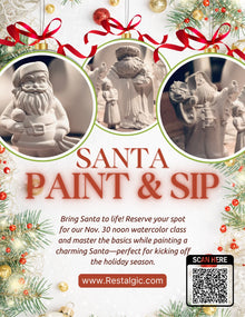  Santa Watercolor Paint & Sip — November 30th at 12PM (All-Inclusive, 12 Seats Only) Restalgic Atelier